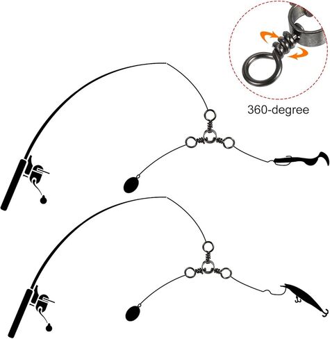 3 Way Swivel, 20Pcs 70lb Stainless Steel Cross Line Terminal Tackle for Saltwater Freshwater Fishing, Black in Saudi Arabia