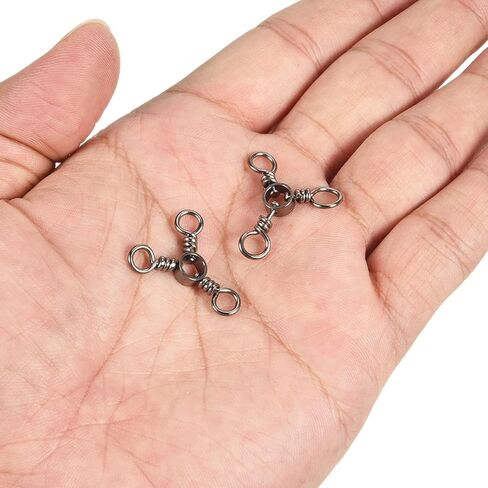3 Way Swivel, 20Pcs 70lb Stainless Steel Cross Line Terminal Tackle for Saltwater Freshwater Fishing, Black in Saudi Arabia