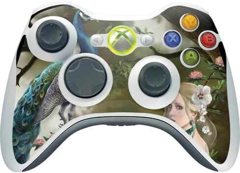 Skinit Decal Gaming Skin Compatible with Xbox 360 Wireless Controller - Officially Licensed Nene Thomas Woman with Peacocks by Nene Thomas Design in Saudi Arabia