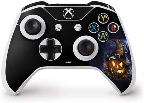 Skinit Decal Gaming Skin Compatible with Xbox One S Controller - Officially Licensed Sarah Richter Halloween Cat and Jack O Lantern Pumpkin by Sarah Richter Design in Saudi Arabia