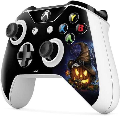 Skinit Decal Gaming Skin Compatible with Xbox One S Controller - Officially Licensed Sarah Richter Halloween Cat and Jack O Lantern Pumpkin by Sarah Richter Design in Saudi Arabia