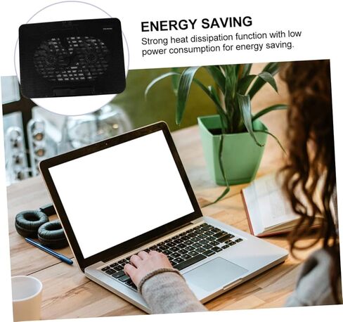 مبرد كمبيوتر محمول محمول يعمل بمنفذ USB لأجهزة الكمبيوتر المحمولة، تصميم بمروحة مزدوجة لتبديد الحرارة بكفاءة، خفيف الوزن وسهل التركيب، أسود in Saudi Arabia