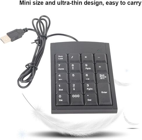 لوحة مفاتيح رقمية USB صغيرة قابلة للحمل بـ 18 مفتاحًا من Dioche - تصميم مريح باللمس، واجهة USB للتوصيل والتشغيل، رفيعة للغاية ومحمولة لأجهزة الكمبيوتر المحمول وسطح المكتب، متوافقة مع in Saudi Arabia