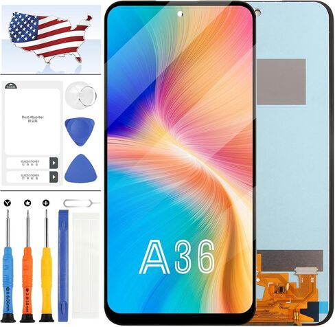 استبدال شاشة TFT لشاشة Samsung Galaxy A36 LCD لشاشة Samsung Galaxy A36 5G SM-A366U1، A366E، A366B/DS أجزاء إصلاح مجموعة التحويل الرقمي التي تعمل باللمس مع أدوات (أسود، بدون بصمة) in Kuwait
