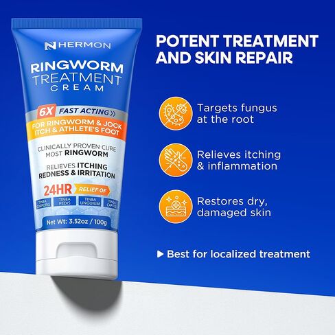 كريم هيرمون القوي المضاد للفطريات - علاج فعال للقوباء الحلقية العنيدة، وحكة اللعب، والأكزيما، والسعفة المبرقشة، وقدم الرياضي - للبالغين والأطفال - 100 مل (كريم + 2 بار-لافندر) in Kuwait