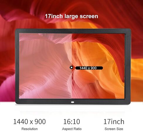 Yctze 17Inch 1440 * 900HD Digital Photo Picture Frame VI RMVB 1080P Player (US Plug) in Saudi Arabia