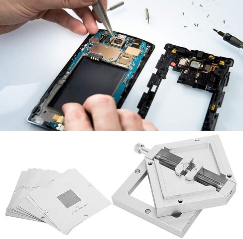 Jeanoko BGA Reballing Rework Station Efficient Tin Planting Fixture for Computer CPU Phone Welder HT‑90 for DIY Enthusiasts 10Pcs 90 Steel Mesh in Kuwait