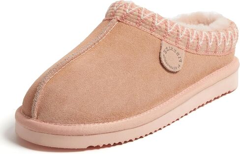 شبشب نسائي من Fireside من Dearfoams Greta Original Shearling Clog، قباقيب من الجلد السويدي الطبيعي بنسبة 100% للاستخدام الخارجي والداخلي in Kuwait