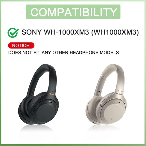 وسائد أذن بديلة من hopopower لسماعات Sony WH-1000XM3 (WH1000XM3) فوق الأذن، وسادات أذن مع رغوة عزل الضوضاء عالية الكثافة، سمك إضافي (ذهبي) in Kuwait
