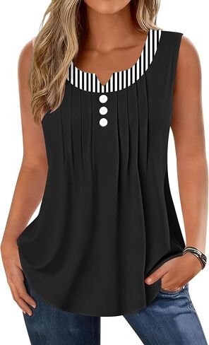 Disamer Tank Tops for Women Loose Fit Sleeveless Summer Tops Trendy T Shirts Spring 2026 Patchwork Tunic Tops Blouse Tee in Kuwait