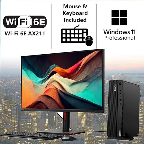 كمبيوتر مكتبي لينوفو ثينك سنتر M70s Gen 5 SFF للأعمال الصغيرة، انتل i7-14700، ذاكرة وصول عشوائي DDR5 سعة 64 جيجا، 2 تيرابايت SSD، واي فاي 6E، RJ-45، HDMI، لوحة مفاتيح وماوس سلكي، ويندوز 11 برو، أسود in Kuwait