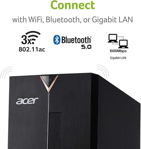جهاز كمبيوتر ايسر اسباير TC-885-UA91، الجيل التاسع انتل كور i3-9100، 8 جيجا DDR4، 512 جيجا اس اس دي، 8X DVD، 802.11AC واي فاي، USB 3.1 نوع C، ويندوز 10 هوم، اسود in Kuwait