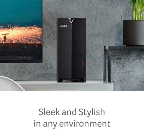 جهاز كمبيوتر ايسر اسباير TC-885-UA91، الجيل التاسع انتل كور i3-9100، 8 جيجا DDR4، 512 جيجا اس اس دي، 8X DVD، 802.11AC واي فاي، USB 3.1 نوع C، ويندوز 10 هوم، اسود in Kuwait