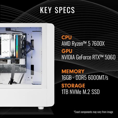 Thermaltake LCGS Quartz 7660 Gaming Desktop (AMD Ryzen™ 5 7600X, 16GB 6000MT/s DDR5 RGB Memory, NVIDIA GeForce® RTX 5060, 1TB NVMe M.2, WiFi, Windows 11) S2QT-B65K-560-LCS in Saudi Arabia