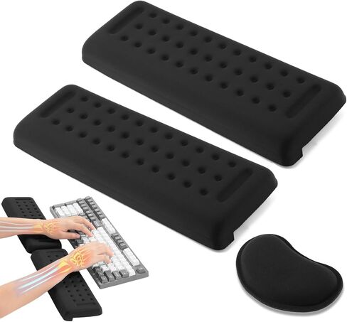 L-Shaped Desk Elbow Pad for Desk, 1 Pair Memory Foam Elbow Support Padding with Wrist Rest Support for Home Office Gaming Working Computer Keyboard Typing (Color:Black) in Kuwait