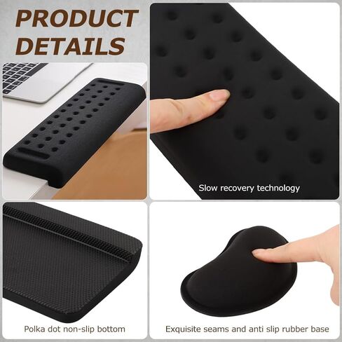 L-Shaped Desk Elbow Pad for Desk, 1 Pair Memory Foam Elbow Support Padding with Wrist Rest Support for Home Office Gaming Working Computer Keyboard Typing (Color:Black) in Kuwait