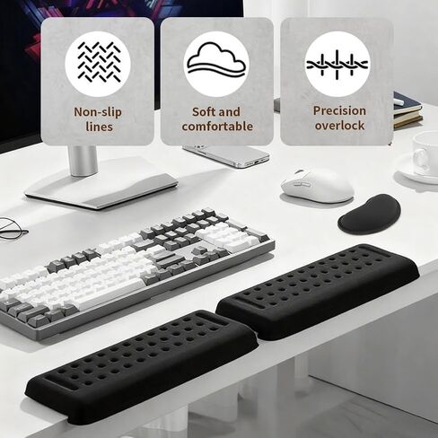 L-Shaped Desk Elbow Pad for Desk, 1 Pair Memory Foam Elbow Support Padding with Wrist Rest Support for Home Office Gaming Working Computer Keyboard Typing (Color:Black) in Kuwait