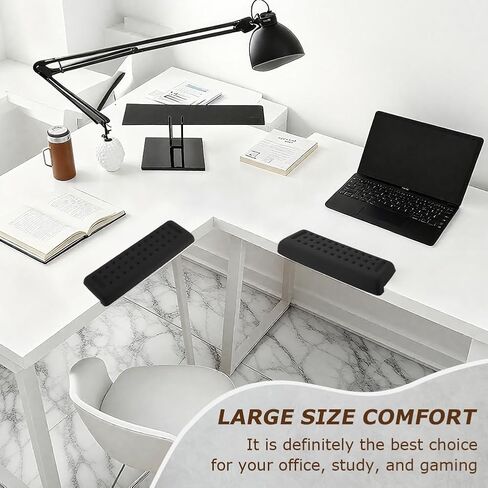 L-Shaped Desk Elbow Pad for Desk, 1 Pair Memory Foam Elbow Support Padding with Wrist Rest Support for Home Office Gaming Working Computer Keyboard Typing (Color:Black) in Kuwait