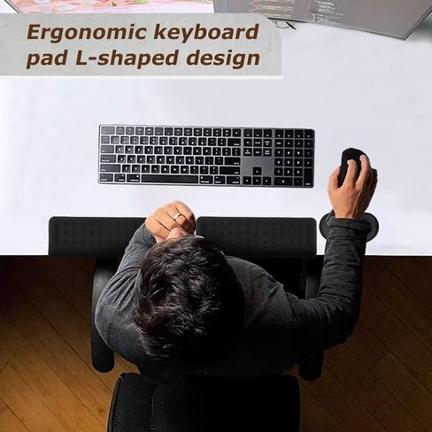 L-Shaped Desk Elbow Pad for Desk, 1 Pair Memory Foam Elbow Support Padding with Wrist Rest Support for Home Office Gaming Working Computer Keyboard Typing (Color:Black) in Kuwait