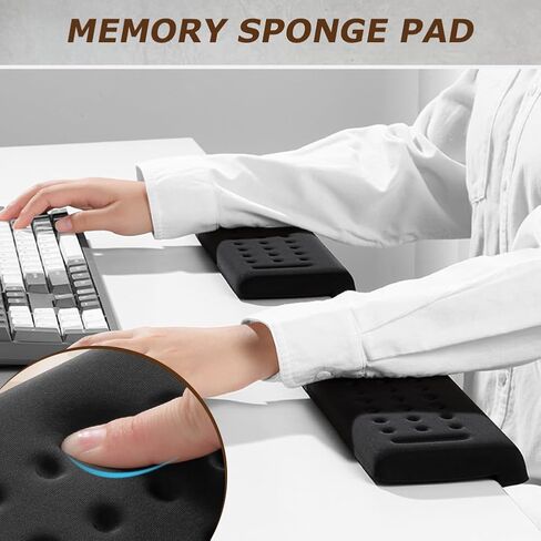 L-Shaped Desk Elbow Pad for Desk, 1 Pair Memory Foam Elbow Support Padding with Wrist Rest Support for Home Office Gaming Working Computer Keyboard Typing (Color:Black) in Kuwait