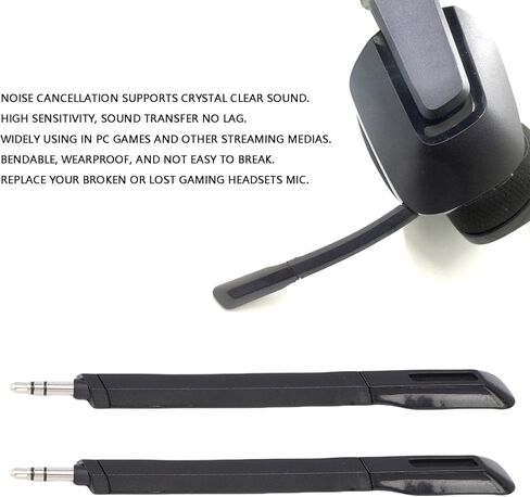 2Pcs Microphones Replacement for G733 Lightspeed Wireless Gaming Headset 3.5mm Detachable Noise Cancelling Mic in Saudi Arabia