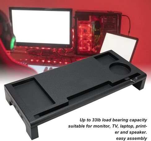 Yoidesu Monitor Riser Desktop Stand, 3 USB Output & 1 USB Input, Computer Monitor Stand Riser Up to 33lb load Bearing Capacity, Ergonomic for Laptop Printer TV in Saudi Arabia