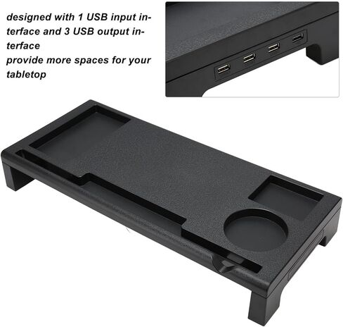 Yoidesu Monitor Riser Desktop Stand, 3 USB Output & 1 USB Input, Computer Monitor Stand Riser Up to 33lb load Bearing Capacity, Ergonomic for Laptop Printer TV in Saudi Arabia