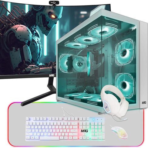 MTG Khuno Gaming Tower PC- Intel Core i5-8th Gen, GTX 1660S 6GB 192bits, 16GB ARGB Ram, 256GB Nvme, 24 Inch Curve Monitor, Gaming Kit Combo, Webcam, Win 11 Home in Saudi Arabia