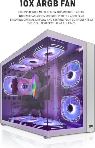 كمبيوتر MTG Khuno Gaming Tower PC - Intel Core i5-8th Gen، GTX 1660S 6GB 192bits، 16GB ARGB Ram، 256GB Nvme، شاشة منحنية 24 بوصة، مجموعة أدوات ألعاب، كاميرا ويب، Win 11 Home in Kuwait