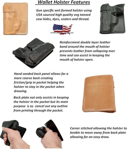 تم تشكيل J&J لتناسب محفظة Smith & Wesson Bodyguard 2.0 380 من الجلد الفاخر الخلفي/جيب البضائع - اليد اليمنى in Kuwait