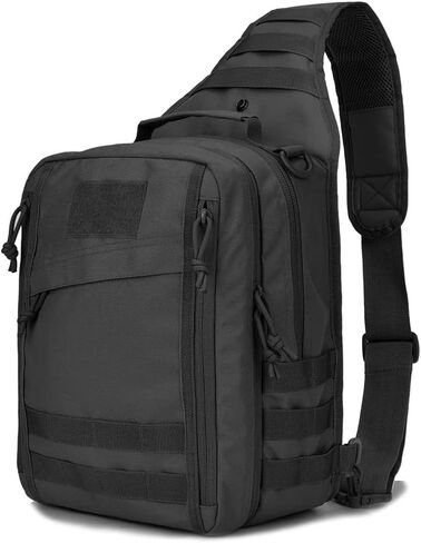REEBOW GEAR Tactical Sling Bag Pack w/Gun Holster Small Military Rover Shoulder Sling Pack Molle Assault Range Bag Everyday Carry Diaper Bag (Style 07-Black) in Kuwait