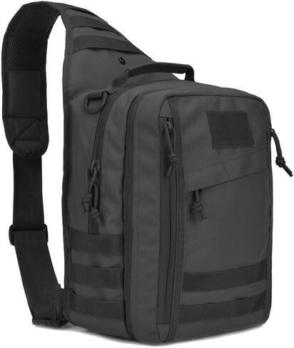 REEBOW GEAR Tactical Sling Bag Pack w/Gun Holster Small Military Rover Shoulder Sling Pack Molle Assault Range Bag Everyday Carry Diaper Bag (Style 07-Black) in Kuwait