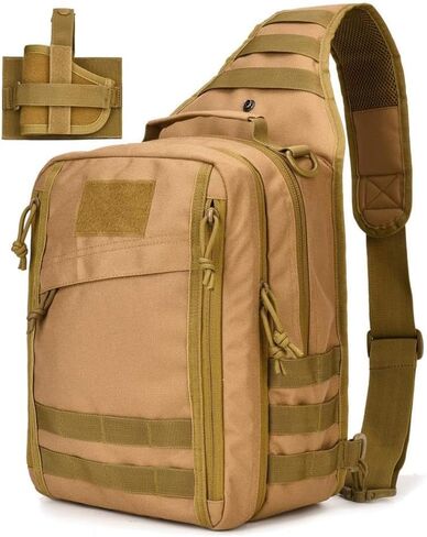 REEBOW GEAR Tactical Sling Bag Pack w/Gun Holster Small Military Rover Shoulder Sling Pack Molle Assault Range Bag Everyday Carry Diaper Bag (Style 07-Black) in Kuwait