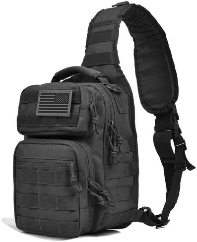 REEBOW GEAR Tactical Sling Bag Pack w/Gun Holster Small Military Rover Shoulder Sling Pack Molle Assault Range Bag Everyday Carry Diaper Bag (Style 07-Black) in Kuwait