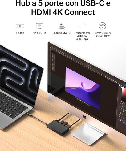 Belkin USB-C Hub, 5-Port Hub with 4K HDMI Display @ 60Hz, 100W Power Delivery, Fast Data Transfer 10Gbps, USB-C Multiport Adapter - Compatible with MacBook, iPad Pro, Chromebook, & More in Saudi Arabia