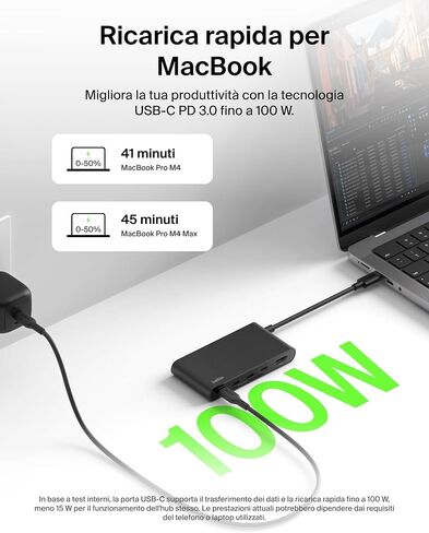 Belkin USB-C Hub, 5-Port Hub with 4K HDMI Display @ 60Hz, 100W Power Delivery, Fast Data Transfer 10Gbps, USB-C Multiport Adapter - Compatible with MacBook, iPad Pro, Chromebook, & More in Saudi Arabia