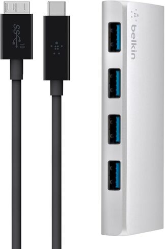 موزع بيلكن ٤ منافذ USB-C مع كابل - أسود (F4U088VF) in Kuwait