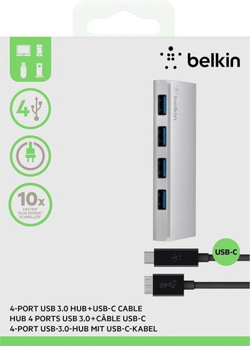 موزع بيلكن ٤ منافذ USB-C مع كابل - أسود (F4U088VF) in Kuwait