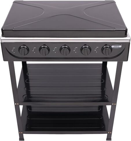 Outdoor Camping Stove, 5 Burner Propane Gas Cooker with Removable Storage Shelf and Windshield Cover for Camping, RV Outdoor Activities (Black) in Saudi Arabia