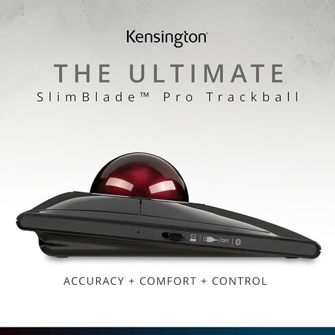كرة التتبع اللاسلكية Kensington SlimBlade™ Pro، بطارية قابلة للشحن، خيارات اتصال Bluetooth 2.4 جيجا هرتز (K72080WW) (متجددة) in Saudi Arabia