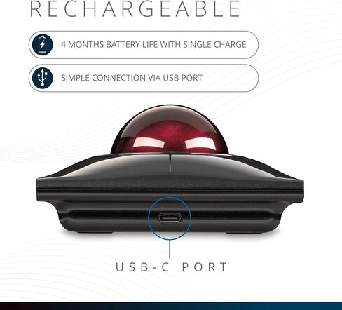 كرة التتبع اللاسلكية Kensington SlimBlade™ Pro، بطارية قابلة للشحن، خيارات اتصال Bluetooth 2.4 جيجا هرتز (K72080WW) (متجددة) in Saudi Arabia