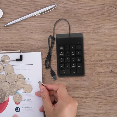 Uonlytech USB Wired 19-Key Numeric Keypad Financial Accounting Number Keyboard for Laptop Desktop, Portable USB Number Pad with Full Key Layout for Computer Accessories in Saudi Arabia