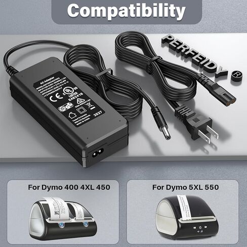 سلك طاقة الشاحن لطابعة ملصقات Dymo 400 4XL 450 5XL 550,24V UL مزود طاقة لطابعة الملصقات الحرارية المزدوجة Turbo Duo من Dymo 1752264 153434 93089 LabelWriter in Kuwait