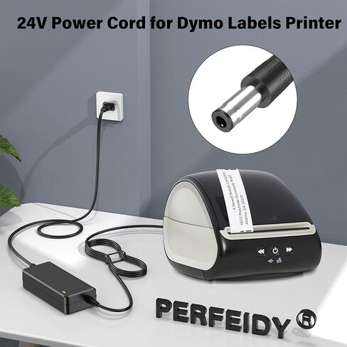 سلك طاقة الشاحن لطابعة ملصقات Dymo 400 4XL 450 5XL 550,24V UL مزود طاقة لطابعة الملصقات الحرارية المزدوجة Turbo Duo من Dymo 1752264 153434 93089 LabelWriter in Kuwait