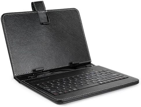 FFF-BLK-GPCT458 حافظة لوحة مفاتيح واقية مقاس 7.9 بوصات مع غطاء خلفي من جلد البولي يوريثان وغطاء للكمبيوتر اللوحي عبر كابل USB 2.0 باللون الأسود in Kuwait