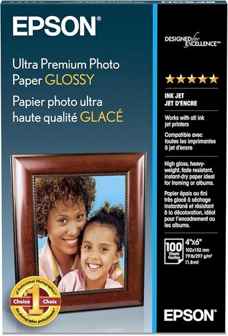 Epson Ultra Premium Photo Paper Glossy - S042174, 4" x 6" (100 sheets) in Saudi Arabia
