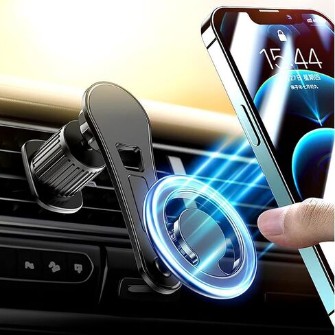 Extension Rod Ultra Magnetic Car Phone Holder, Upgraded Strongest for MagSafe Car Mount,Car Vent 360 Rotation Magnetic Car Phone Holder, Fit for iPhone 16, 15, 14, 13, Series, MagSafe Case - Silver in Saudi Arabia