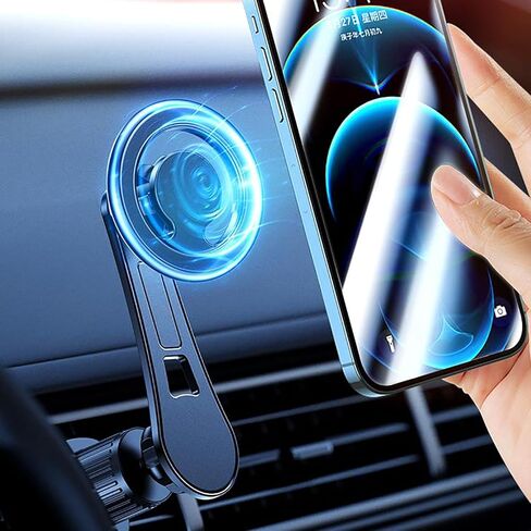 Extension Rod Ultra Magnetic Car Phone Holder, Upgraded Strongest for MagSafe Car Mount,Car Vent 360 Rotation Magnetic Car Phone Holder, Fit for iPhone 16, 15, 14, 13, Series, MagSafe Case - Silver in Saudi Arabia