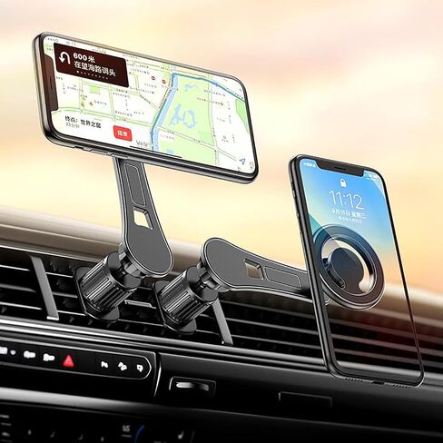 Extension Rod Ultra Magnetic Car Phone Holder, Upgraded Strongest for MagSafe Car Mount,Car Vent 360 Rotation Magnetic Car Phone Holder, Fit for iPhone 16, 15, 14, 13, Series, MagSafe Case - Silver in Saudi Arabia
