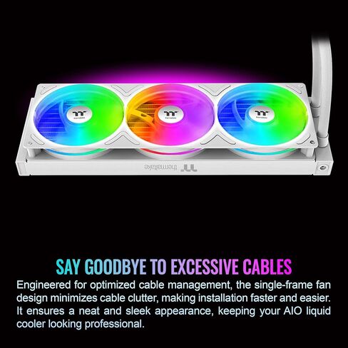 Thermaltake TH360 V3 Ultra ARGB CPU Liquid Cooler; Intel/AMD; 1x360mm 500~2500rpm Single Frame ARGB Fan; 3.95" TFT 720x720p LCD; Rotatable Pump Head; TT LCD Screen Control; Snow; CL-W476-PL12SW-A in Saudi Arabia